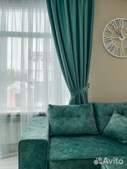 Шторы рогожка бирюза