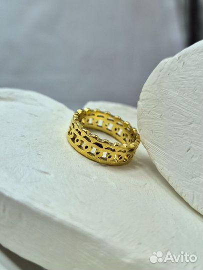 Кольцо медицинская сталь с напылением золотом