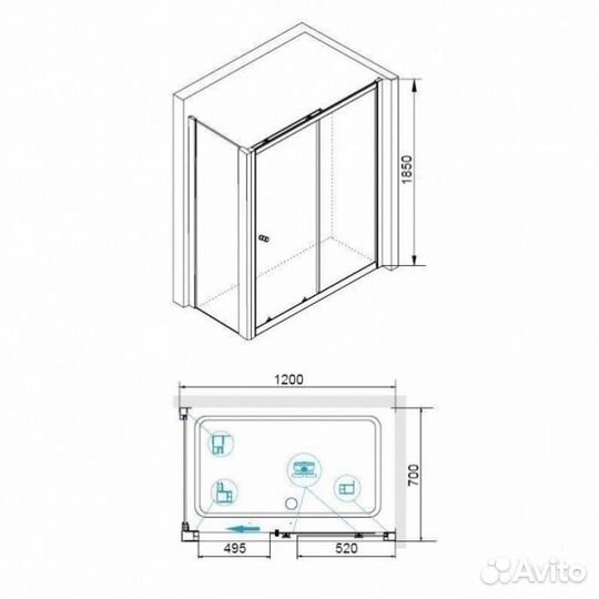 Душевой уголок RGW Classic CL-45 (CL-12+Z-050-1) 120x70