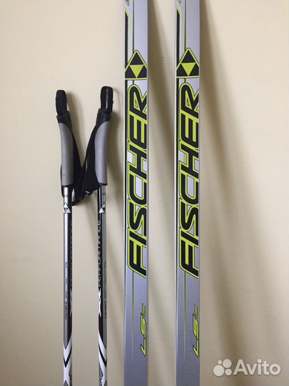 Лыжи fischer с креплением и палками