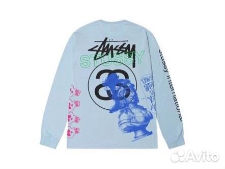 Лонгслив stussy голубой XL новый