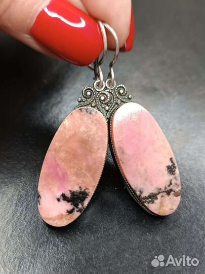 Серьги серебро 916 Родонит.мюз СССР