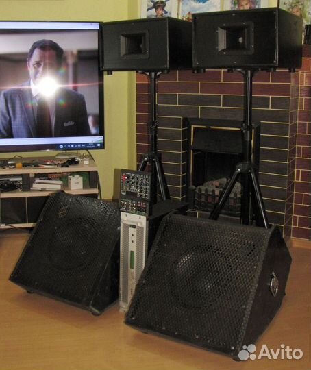 Колонки FA 1100W Рупоры Сабы Усилок Микшер Стойки