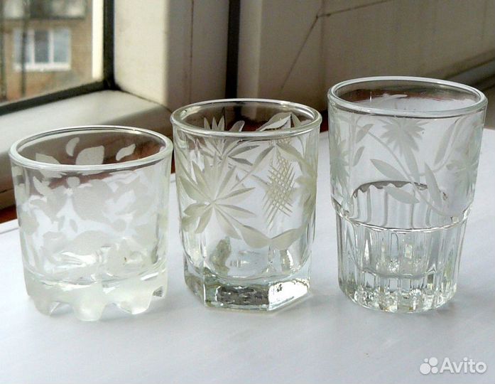 Стопки стекло с гранением клеймо соз винтаж