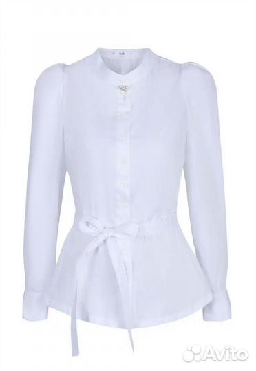 Блузка белая женская с брошью