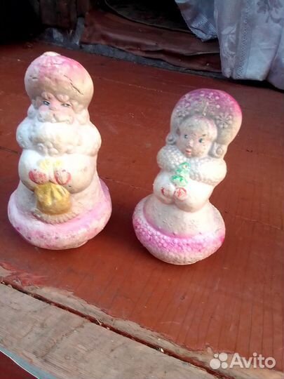 Дед мороз и снегурочка СССР пластик и пенопласт