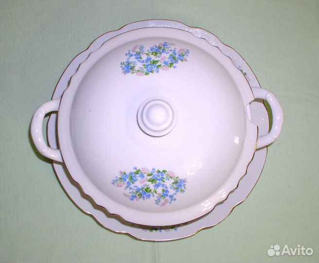 Супница и блюдо большое (незабудки) Дулево, СССР