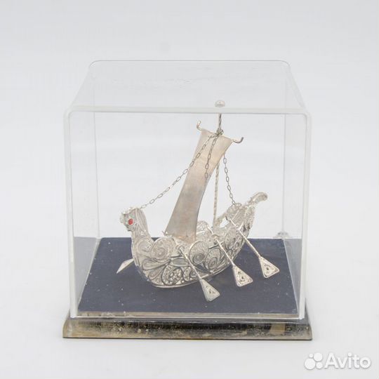 Серебряная Ладья техника Филигрань (скань) 9х12х7