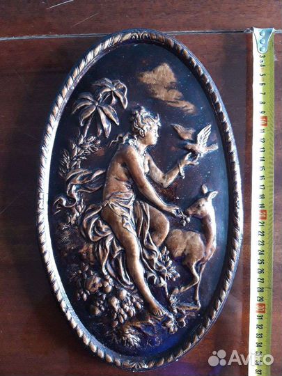 Гипсовое панно Нимфа дикой природы, винтаж СССР