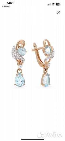 Золотые серьги с топазом