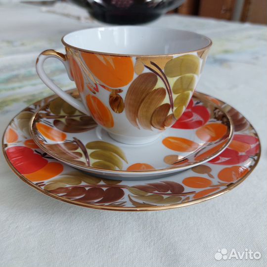 Чайное трио,чайная пара лфз Щедрая осень