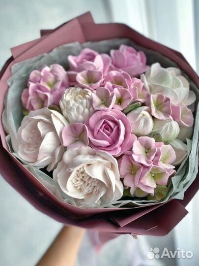 Зефирный букет, зефирные цветы, цветы из зефира