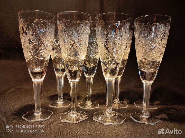 Фужеры СССР, хрусталь, поющие, 8 шт