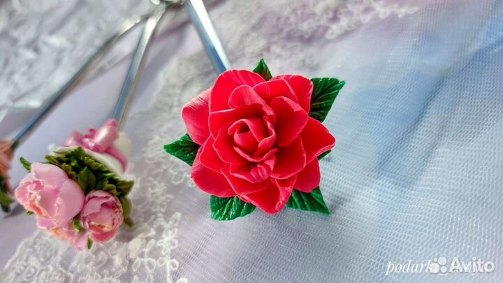 Ложка с цветами ручной работы