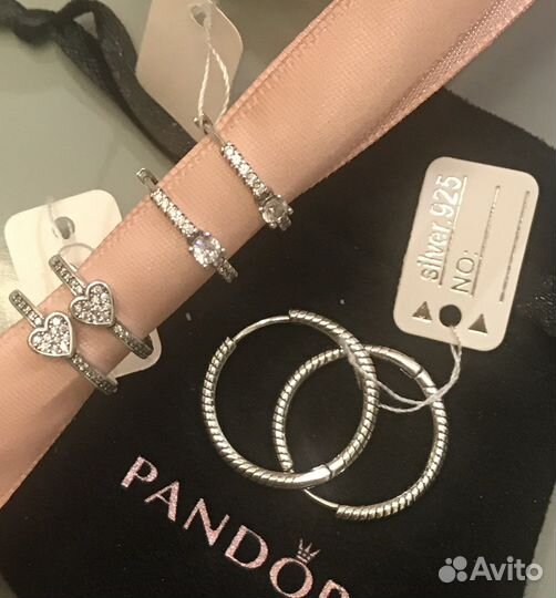 Серьги кольца Pandora
