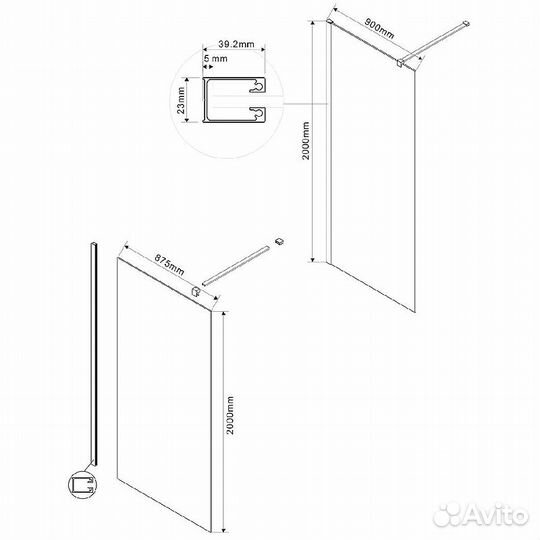 Душ. Стенка Vincea 90cm Темно-серый vsw-1h900clgm