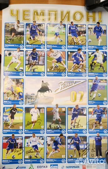 Плакат с живыми автографами Зенит 2007