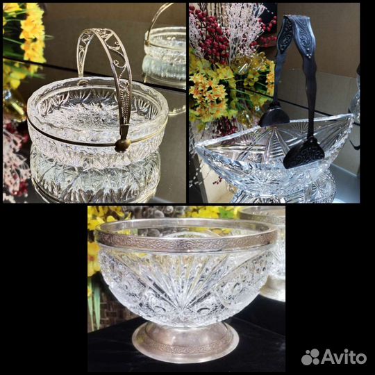 Вазы в мельхиоровой оправе. СССР