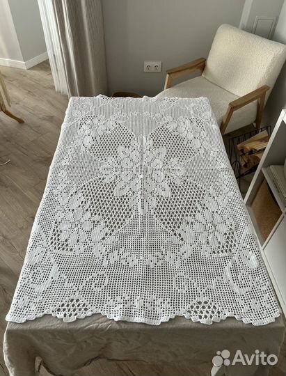 Вязаная скатерть крючком