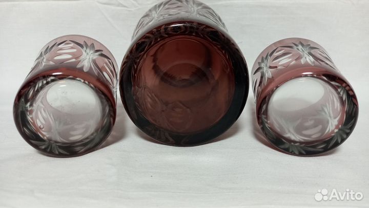 Кувшин и стаканы марганцевое стекло СССР