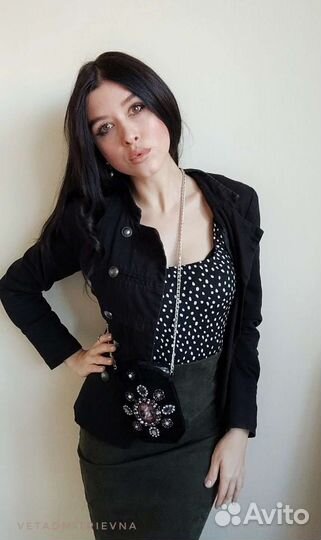 Бархатная черная сумочка с Георгием победоносцем