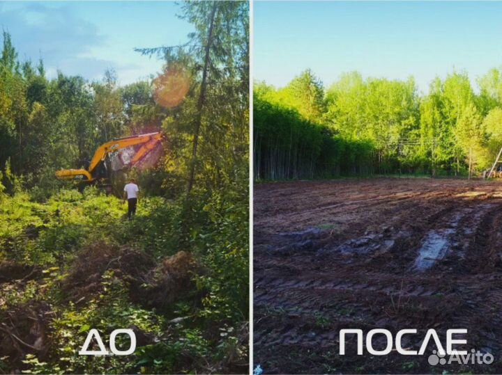 Расчистка участка спил деревьев корчевание