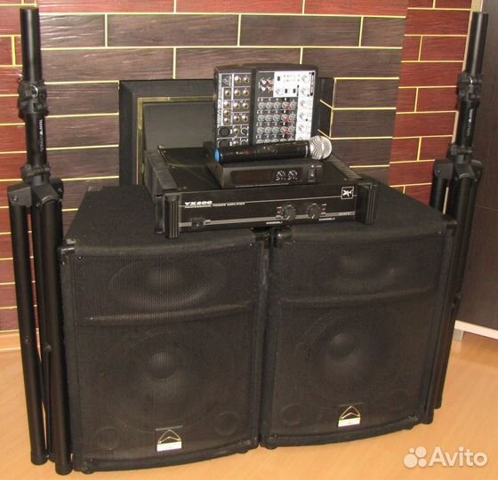 Колонки WD 1200W Усилитель Микшер Микрофон Штативы