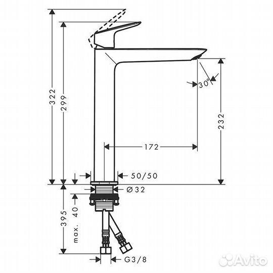 HG Logis Смеситель для раковины 240 F без д/клапа