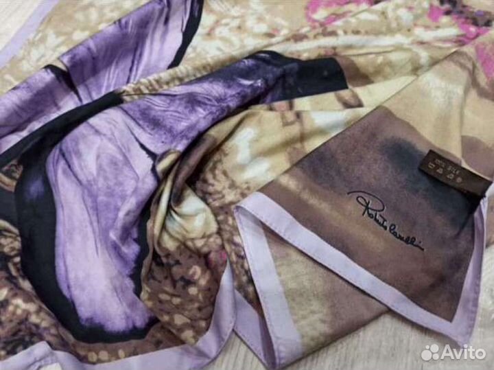 Шелковый платок 90 roberto cavalli бабочки италия