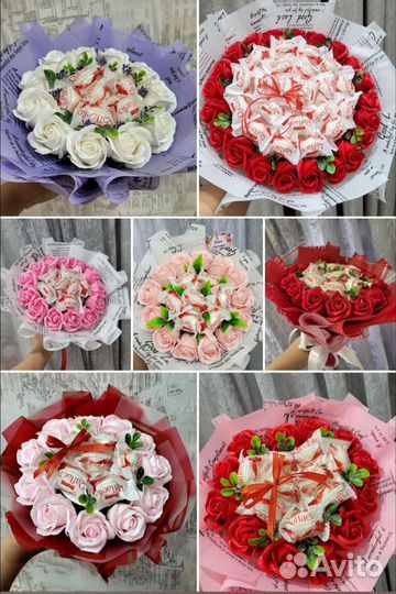 Букет с Рафаэлло и пенными розочками