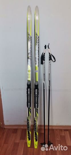 Беговые лыжи с насечками 160 и палки 118см