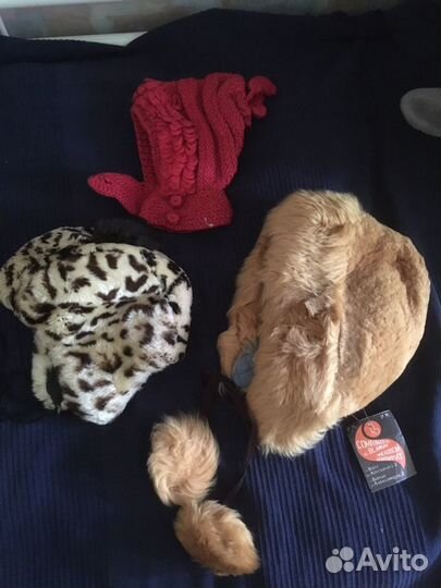 Шапки цигейка и вязаный шлем детский