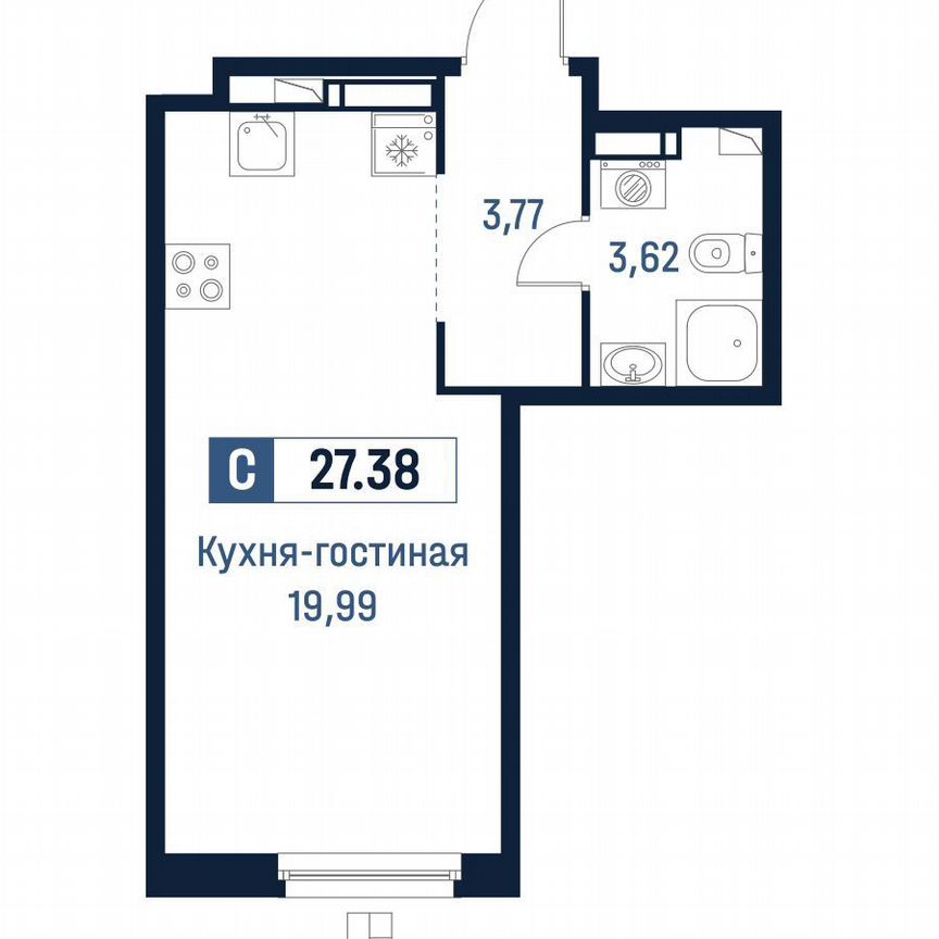 Квартира-студия, 27,4 м², 10/18 эт.