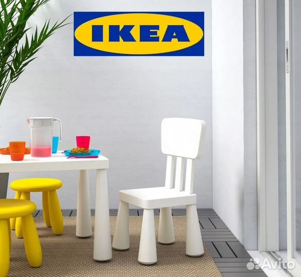 Детский стул икеа маммут Белый в наличии, новый