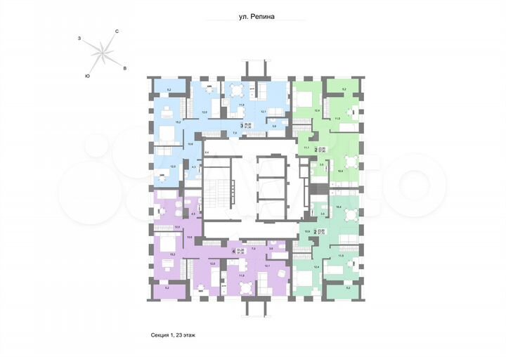 2-к. квартира, 57,7 м², 23/31 эт.