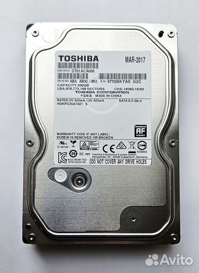 Жесткий диск для компьютера Toshiba DT 500 Гб SATA