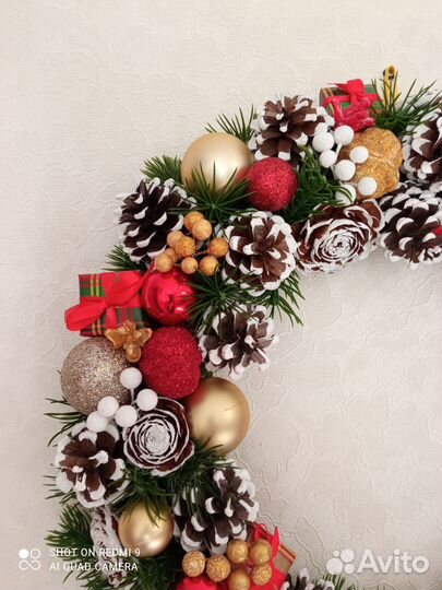 Венок новогодний рождественский подарок декор