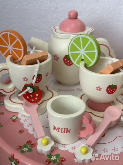 Детский набор для чаепития, деревянная посуда