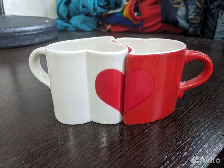 Парные кружки сердце на подарок