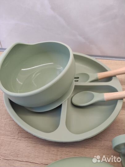 Посуда детская силиконовая для двойни