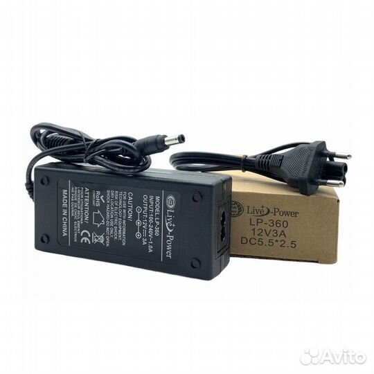 Блок питания Триколор тв LP-360, 12В - 3А/ 5,5*2,5