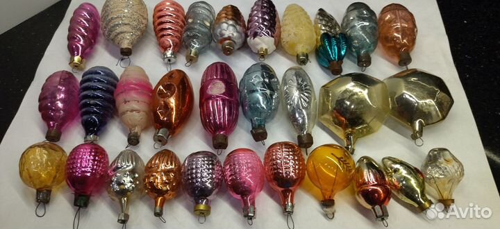 Ёлочные игрушки СССР,30 шт одним лотом стекло
