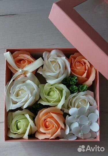 Цветы из мыла в коробочке