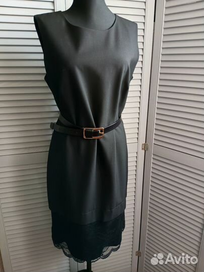 Черное платье футляр с кружевом размер 46
