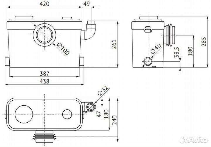 Канализационный насос unipump sanivort 605 A