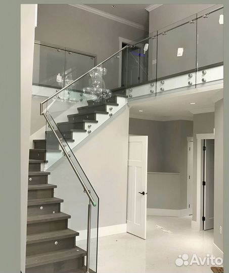 Перила из стекла для лестниц и террас