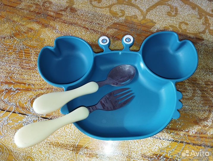 Детская силиконовая тарелка на присоске / тарелка