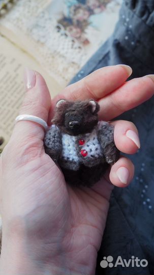 Брошь тедди мишки ручной работы