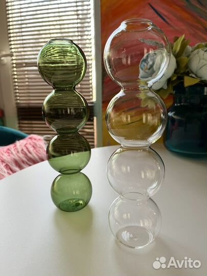 Стеклянная ваза шарики