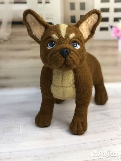 Французский бульдог. Интерьерная игрушка из шерсти